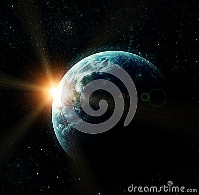 Realistic planet earth in space Stock Photo