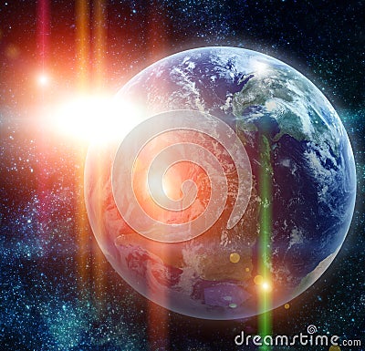 Realistic planet earth in space Stock Photo
