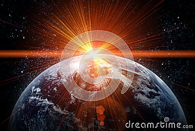 Realistic planet earth in space Stock Photo