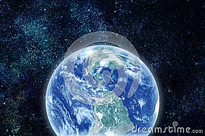 Realistic planet earth in space Stock Photo