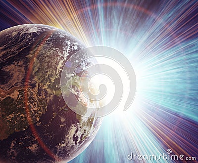 Realistic planet earth in space Stock Photo