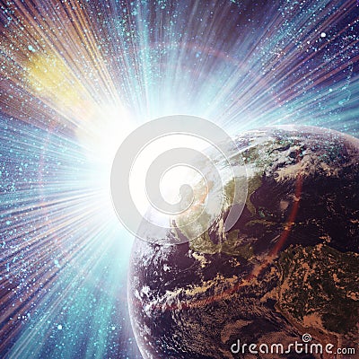 Realistic planet earth in space Stock Photo