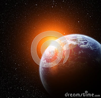 Realistic planet earth in space Stock Photo