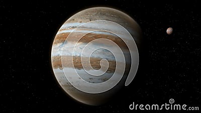 Realistic Jupiter with Europa from deep space Stock Photo