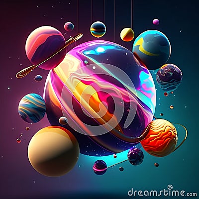 Realistic planets in space. Vector illustration of planets in space. AI Generated Cartoon Illustration