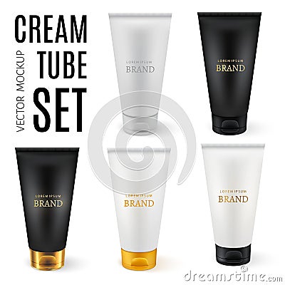 Realistic plastic tubes for cosmetic products. Vector Illustration