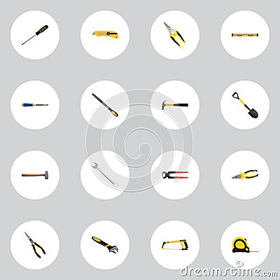 Realistic Pliers, Nippers, Claw And Other Vector Elements. Set Of Instruments Realistic Symbols Also Includes Measure Vector Illustration