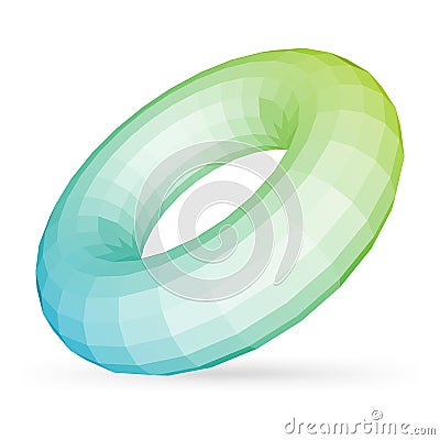 Realistic polygonal geometric doughnut shape rectangle grid wireframe realistic background vector Vector Illustration