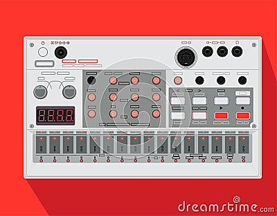 Realistic popular synthesizer. Vector illustration, studio equipment. Vector Illustration