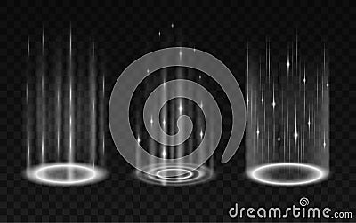 Realistic portals set isolated on dark background. Level up and teleportation process game effect Vector Illustration