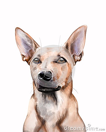 Realistic portrait of a dog. Digital art illustration Stock Photo