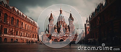 Realistic Post Apocalypse Landscape illustration - Moscow Cremlin Cartoon Illustration