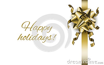 Realistic present golden bow isolated on the white background Vector Illustration
