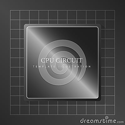Realistic processor microcircuit, cpu on the motherboard. Modern trendy minimalist template design with text. Technological, Vector Illustration
