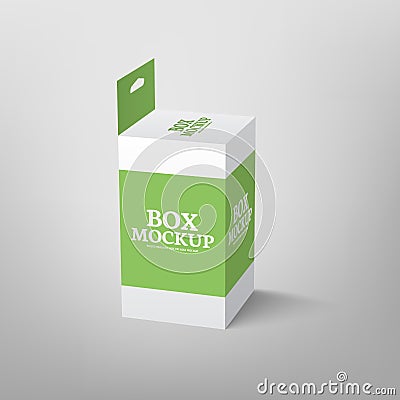 Realistic product package box mock-up with hang slot 3 Vector Illustration