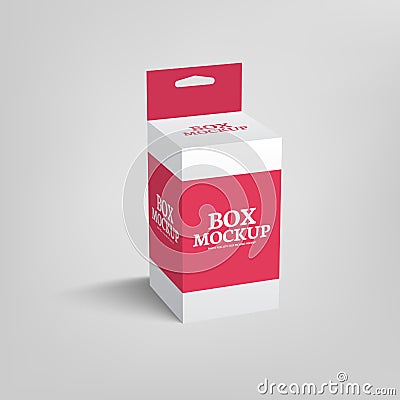 Realistic product package box mock-up with hang slot 1 Vector Illustration