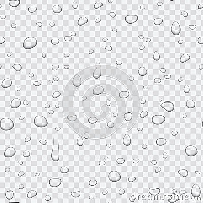 Realistic pure clear water drops set isolated on the transperant alpha background. Vector illustration. Vector Illustration