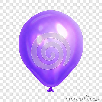 Realistic purple balloon, isolated on transparent background. Vector Illustration