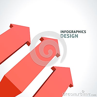 Realistic red angled geometric arrows infographic design point warning attention 3d template vector Vector Illustration