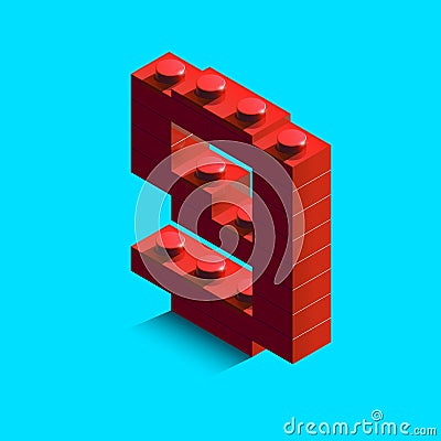 Realistic red 3d isometric number 9 Stock Photo