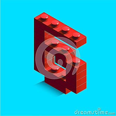 Realistic red 3d isometric number 6 Stock Photo