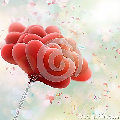 Realistic Red Hearts Background. EPS 10 Vector Illustration