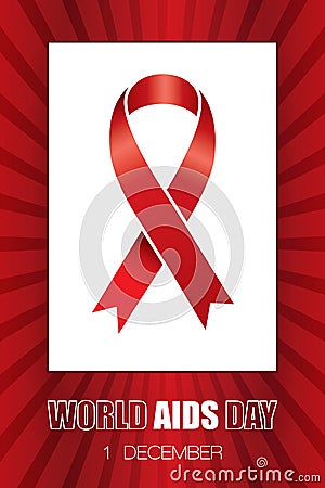 Realistic red ribbon, AIDS world day symbol. Vector illustration Vector Illustration