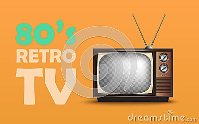 Realistic Retro Vintage TV. With Text. Vector Vector Illustration