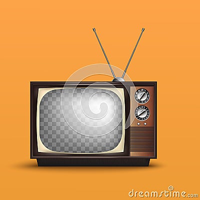 Realistic Retro Vintage TV. With Text. Vector Vector Illustration