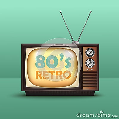 Realistic Retro Vintage TV. With Text. Vector Vector Illustration