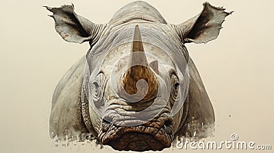 Realistic Rhino Painting By Joel Mohan Cartoon Illustration