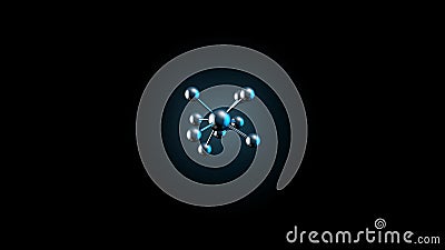 Realistic rotating model of molecule. Beautiful Molecule Structure in Microscope Growing on Black Background. Animated Stock Photo