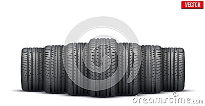 Realistic rubber tires banner. Vector Illustration Vector Illustration