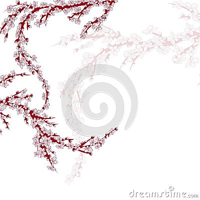 Realistic sakura japan cherry branch with blooming flowers. EPS 10 vector file included Vector Illustration