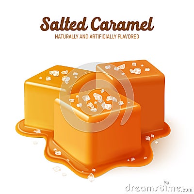 Realistic Salted Caramel Composition Vector Illustration