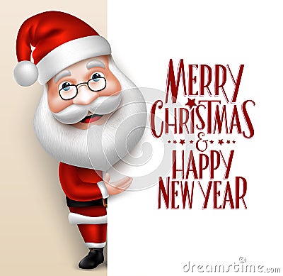 Realistic Santa Claus Cartoon Character Showing Merry Christmas Vector Illustration