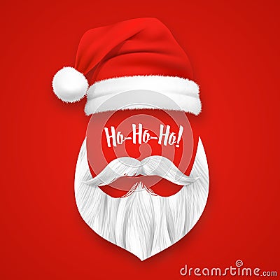Realistic Santa Claus Christmas Mask Vector Illustration