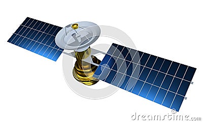 Realistic satellite. 3d render satelit illustration. Satelite isolated on white background Cartoon Illustration