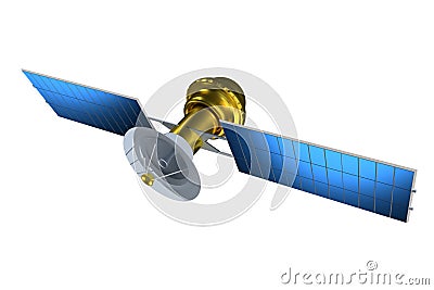 Realistic satellite. 3d render satelit illustration. Satelite isolated on white background Cartoon Illustration