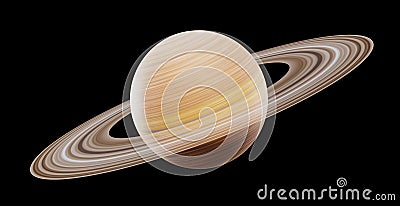 Realistic Saturn isolated on black background 3d rendering without AI generated Stock Photo