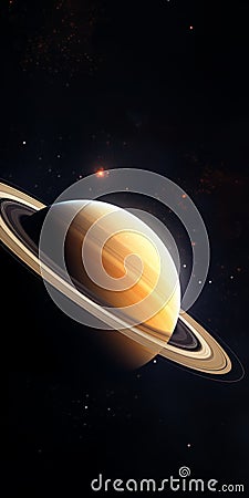 Realistic Saturn In Space With Rings: A Stunning Landscape Stock Photo