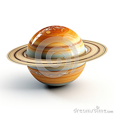 Realistic Saturn on White Background AI Generated Cartoon Illustration