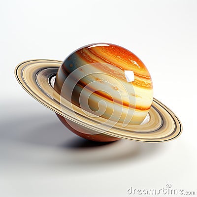 Realistic Saturn on White Background AI Generated Cartoon Illustration