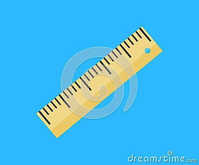 Realistic school ruler logo design. Marked in centimeters, inches and combined rectangular shapes. Graduation inch. Vector Illustration