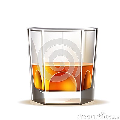 Vector realistic scotch wiskey, glass of brandy Vector Illustration