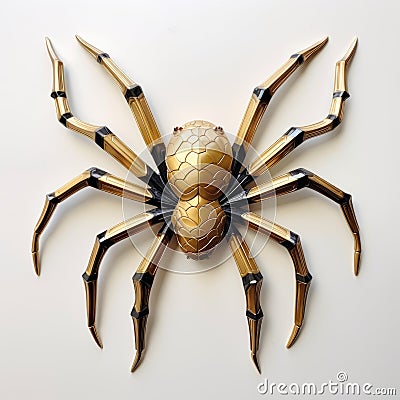 Gold Spider: A Stunning Fusion Of Hard-edge Painting And Hyper-realistic Sci-fi Stock Photo
