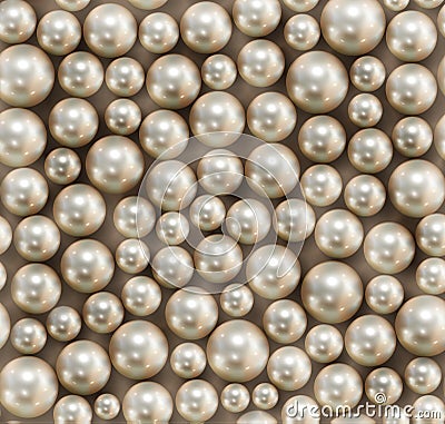 Realistic seamless background of multiple pearls Vector Illustration