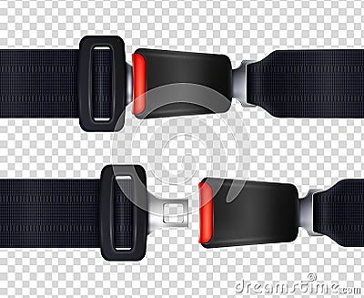 Realistic Seat Belts Transparent Set Vector Illustration