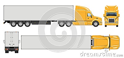 Realistic semi trailer truck vector illustration side, front, back, top view Vector Illustration