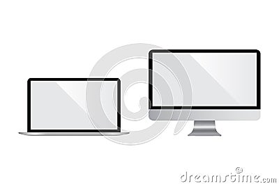 Realistic set of monitor and laptop Vector Illustration